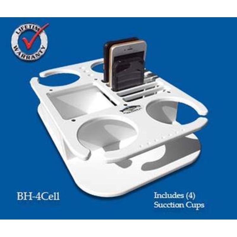 DEEP BLUE MARINE 4 CUP HOLDER / 5 CELL PHONE SLOTS / STORAGE BOX White