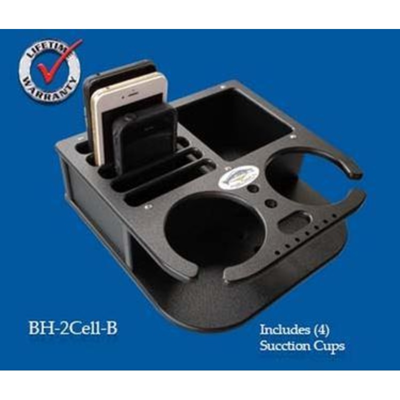 DEEP BLUE MARINE Double Drink Holder with Cell Phone Slots Black