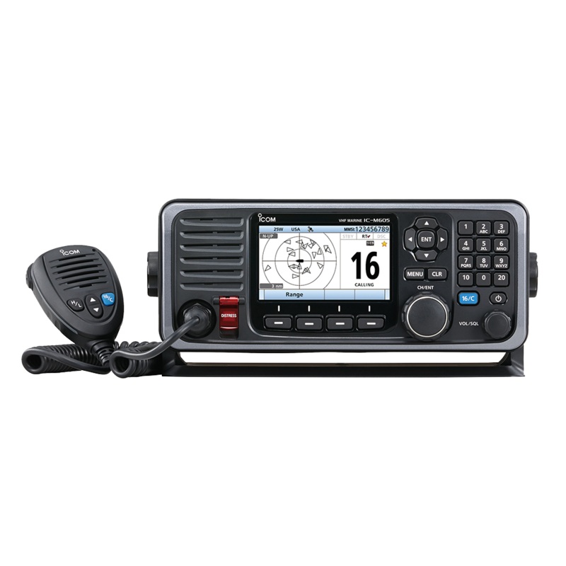 ICOM M605 Fixed Mount 25W VHF w/Color Display, AIS & Rear Mic Connector