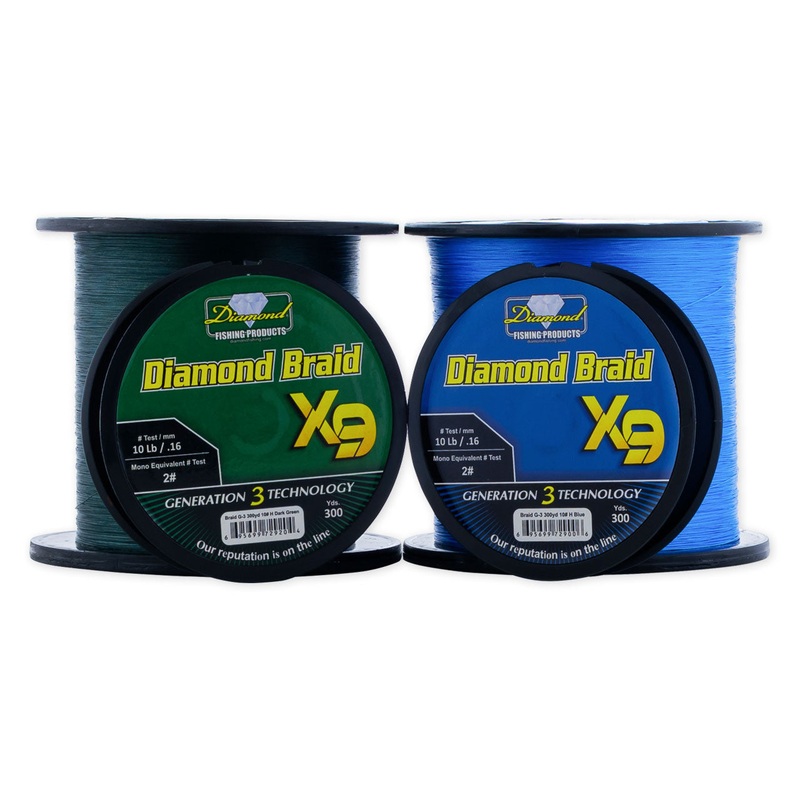 Diamond Braid X9 Gen. 3 - 300 yard Spool Dark Green 10#