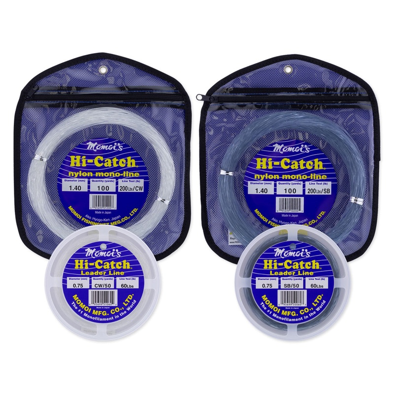 Momoi's Hi-Catch Classic Nylon Mono Leader Line - 50 Yd Wrist Spool 30# Clear White