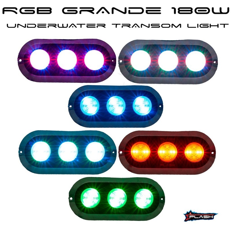 PLASH LIGHTING Grande 180W Underwater Transom Light- RGB (no controller)