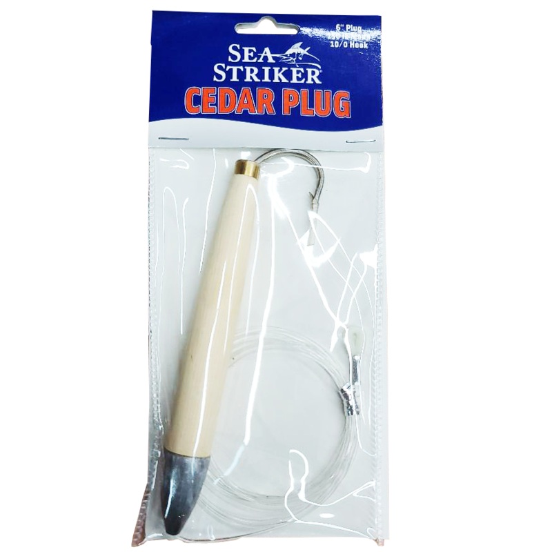 SEA STRIKER Rigged Cedar Plug 6" 6" Natural