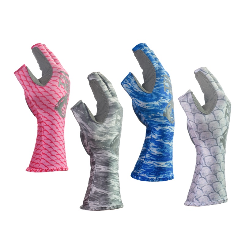 FISH MONKEY Half Finger Guide Glove Blue Water Camo M