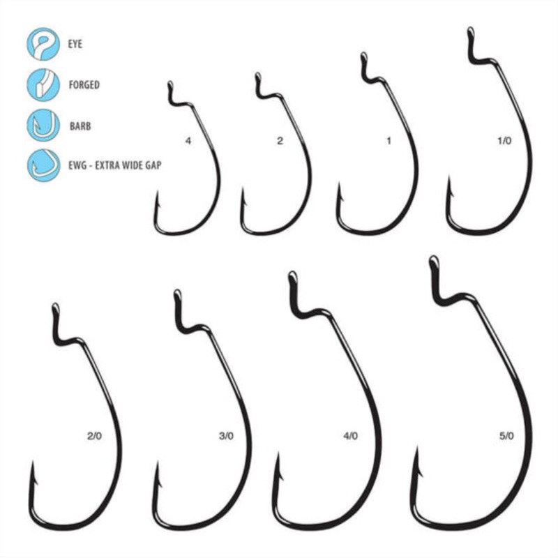 GAMAKATSU Extra Wide Gap (EWG) Worm Hooks Black One / Zero (1/0)