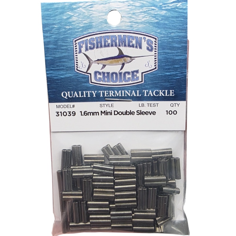 FISHERMAN'S CHOICE 1.6mm Mini Double Crimps Sleeves 100pk .8